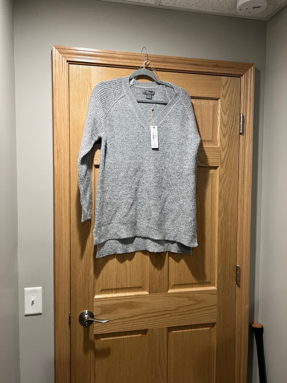 Natural Reflections Gray V-Neck Knit Sweater